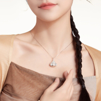 ZHOU LIU FU  S999 Sterling Silver Necklace Maitreya Buddha Pendant Design Jewelry Gift for Women D04