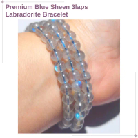 Natural Crystal Premium Blue Sheen 3laps Labradorite Bracelet Necklace Throat Chakra Third Eye Chakr