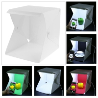包郵紐扣20cm4色雙燈折疊便攜式迷你攝影棚柔光箱LED小型攝影燈箱