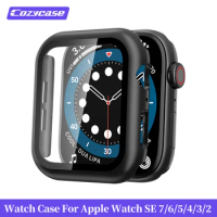 Cozycase Glass+Cover For Apple Watch Case 44mm 40mm 42mm 38mm Screen Protector Series 5 4 3 2se 6/7 Protective Glass Accessories