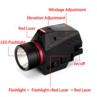 US warehouse Tactical LED Weapon Gun Light Flashlight Red Dot Laser Sight Military Airsoft Pistol for 20mm Rail Mini Pistol