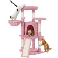 Cat Tree Cat Tower with Condo and Basket Perch Platform,Cat Scratch,cat Tower,cat Tree,cat Furniture,cat Condo,Pink