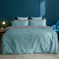 【戀家小舖】60支100%精梳棉枕套被套床包四件組-雙人(極致淺綠)