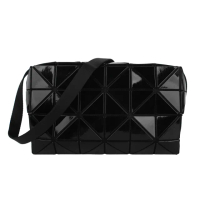 【ISSEY MIYAKE 三宅一生】BAOBAO 幾何方格4x6搖滾斜背包/亮面(黑)