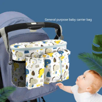 Baby Stroller Hanging Bag Nylon Portable Kids Bottle Tissue Large Capacity Storage Bag Cartoon Animal Multi-functional Pendant