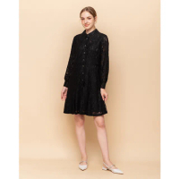 【perng yuh 芃諭名品】輕奢氛圍 翻領蕾絲 六片裁 洋裝(2024 AW Collection｜3C秋冬新品上市)