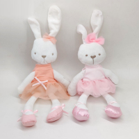 ตุ๊กตาเด็กของเล่นยัดนุ่นนอนกระต่ายกระโปรงสีชมพูตุ๊กตากระต่ายตุ๊กตาตุ๊กตาน่ารัก