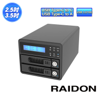 RAIDON 銳銨 RAIDON GR3680-BA31(3.5吋硬碟/2.5吋固態硬碟 USB3.2 Gen2 Type-C 磁碟陣列外接盒)
