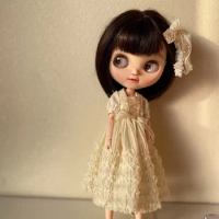 Blythe's Homemade Doll Clothes, Vintage Lace Princess-Style Dress 1 Piece