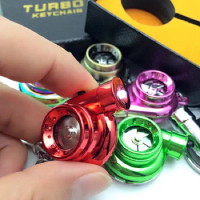 Turbo Keychain with Sound and Light Automobile Turbine Car Keychain LED Lamp High-grade Metal Keychain Turbocharger Pendant