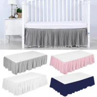 Mini Crib Skirt For Baby Crib Bed Skirts Polyester Ruffled Crib Skirt Made With Soft Fabric for Keeping Baby Warm And Cozy