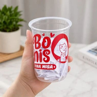 Sablon Gelas Cup Plastik Oval 18 Oz Custom Logo - Gratis Desain Min Order 200 Pcs Oval 18 oz / 500 p