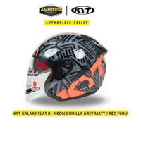 KYT HELM GALAXY SLIDE FLAT R NEON GORILLA GREY RED DOUBLE VISOR XL