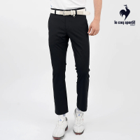 【LE COQ SPORTIF 公雞】高爾夫系列 男款黑色機能俐落百搭彈性九分褲 QGT8J801