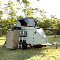 New Design Mini Camper Van Off Road Caravan Travel Trailer Camping Trailer Travel Trialer with Roof Top Tent 120ah/12v 265/75R16