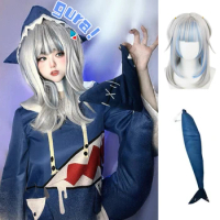 VTuber Hololive ENG Gawr Gura Cosplay Costume Cute Shark Costume Hoodie For Women Halloween Youtuber Cosplay Anime Full Set Tail
