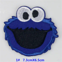 Wholesale lot Blue cookie Monster embroidered iron on patch diy Sewing kid garment decoration 7x6.5cm 500pcs