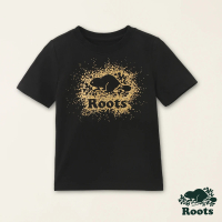 【Roots】Roots小童-星際遨遊系列 金屬潑墨海狸短袖T恤(黑色)