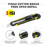 pisau cutter besar 3 isi, cutter besar free refill, pisau cutter besar dengan refill, cutter besar s
