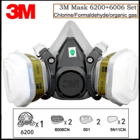 3M 6200+6006 Half Face Mask Respirator Renovated Laboratory Formaldehyde Gas Masks NIOSH&LA Satandar