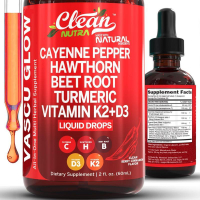 Organic Pepper Drops Liquid with Hawthorn Berry Vitamin D3 K2 Beet Root Powder Ceylon Cinnamon Turme