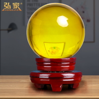 黃水晶球擺件玻璃圓球攝影透明十二星座家居客廳裝飾喬遷新居禮品