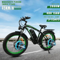 Ebike 26*4.0 Inch Fat Tire Mountain Electric Bike 2000W Two-wheel Drive 48V15AH Lithium Battery Hydraulic Brake Electric Bicycle