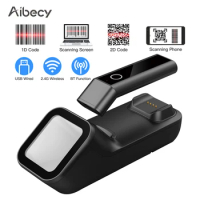 Aibecy 3-in-1 Barcode Scanner Handheld 1D/2D/QR Bar Code Reader Support BT 2.4G Wireless USB Wired Connection for Supermarket