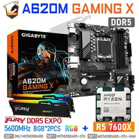 Gigabyte AM5 CPU Motherboard Combo A620M GAMING X DDR5 Kit Ryzen 5 7600X With RGB Ram 5600MHz 16GB Memoria Desktop PC A620 USB 3