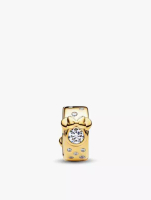 Pandora Disney Mickey and Minnie Mouse 14k Gold-Plated Clip with Clear Cubic Zirconia and Silicone G