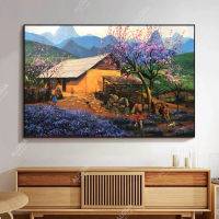 Tranh canvas Tranh decor phòng khách Tranh phong cảnh núi rừng Tây Bắc Tranh canvas treo tường phòng
