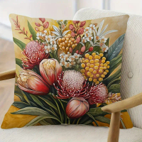 BZ A decorative pillow cover featuring local Australian plants, measuring 18.0 inches x 18.0 inches,