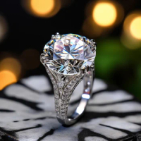 SGARIT Fine Jewelry Fashion Round Cut 5CT Moissanite Diamond Ring Classic 14K White Gold Woman Engagement Rings