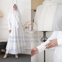 Gamis Putih Syari Set Khimar Warna Putih / Hitam / Bw / Gamis Umroh