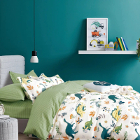 Aussino Kids Jurassik 100% Cotton Fitted Sheet Set / Quilt Cover Set - Elegant, Feminine Design with