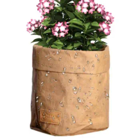 Washable Kraft Bag Grocery Kraft Bags For Food Storage Washable Grocery Bag Heavy-Duty Paper Bag Flower Pot Reusable For Store