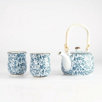 日本製 野花陶瓷茶具組 日式茶壺 茶器 茶具 杯子 煎茶杯 有田燒 泡茶壺 茶藝 茶道