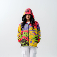 DYH Jaket Vintage 80s - 90s Style Hoodie Complexity Full Printing Unisex Bahan Polyester Parasut Sub