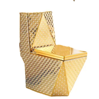 New Bathroom Golden Design Water Closet Ceramic One Piece Floor mounted Indoor Gold Plated Toilet