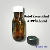 Botol kaca 60ml coklat tutup plastik isi 10pcs
