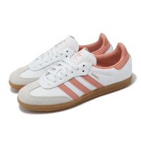 【adidas 愛迪達】休閒鞋 Samba OG W 女鞋 白 粉紅 粉橘 德訓鞋 復古 麂皮 愛迪達(IG5932)