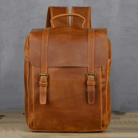 Double Shoulder Bagpac Leather Backpack For Men Genuine Leather Travel Laptop Backpack Of Men Male Large Capacity Men Bag