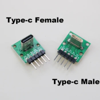 1PCS Data Charging Cable Jack Test Board with Pin Header 90 Degree Type C 5Pin Female Male connector
