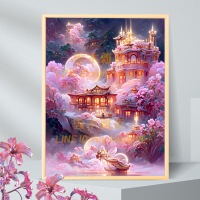 夢幻花園城堡diy數字油畫手繪油彩畫填充治愈減壓裝飾數字油畫【雲木雜貨】