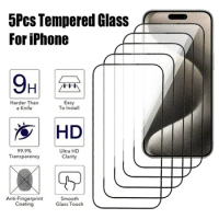 5Pcs Anti-Burst Tempered Glass For Apple iPhone 15 14 Plus 13 12 Mini 11 Pro Screen Protector iPhone X XR XS Max Protection Film