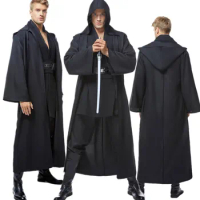 Adult Men Jedi Cloak Cosplay brown Walker Costume TUNIC Black Fantasy Uniform Outfit Robe Halloween Carnival Party Suit