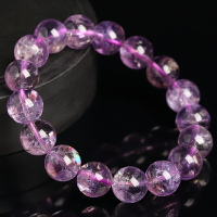 阿賽斯特萊-彩虹紫水晶手鏈 帶有彩虹光芒的天然水晶手串 送證書