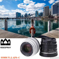 RISESPRAY 35mm F1.2 Prime Lens for Sony E-mount for M4/3 for Fuji XF APS-C Camera Manual Mirrorless Fixed Focus Lens A6500 J