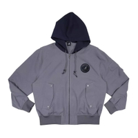 KANGOL 外套 灰色 拼接 連帽 防風 飛行外套 中性 6555142112