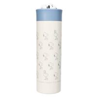 小禮堂 Snoopy 立體造型不鏽鋼保溫瓶 400ml (藍白滿版款)